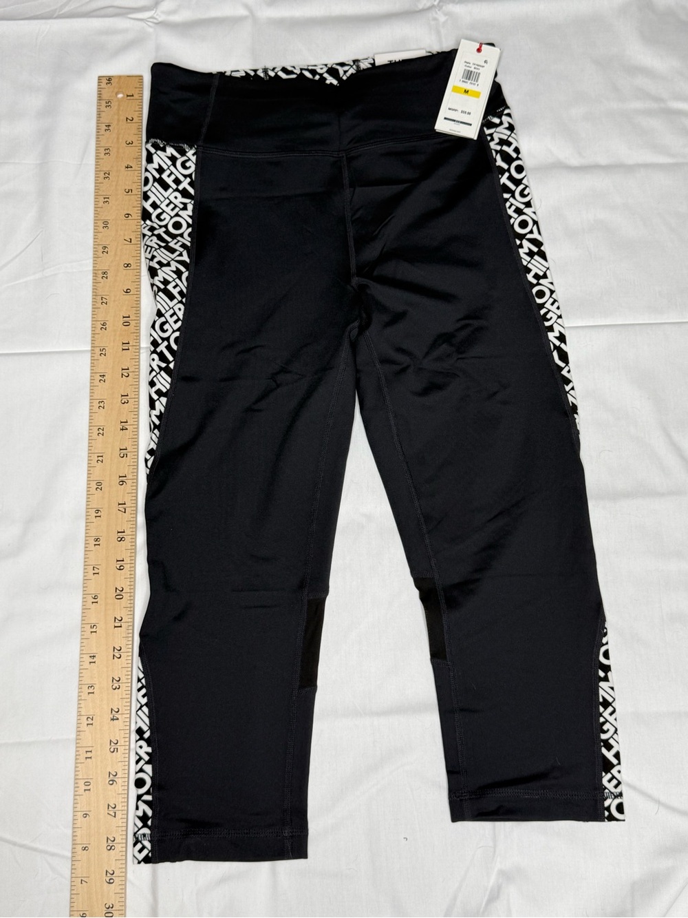 Tommy Hilfiger Active Black Capri Leggings with Black & White Side Panels